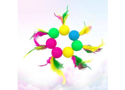 POPETPOP Feather Cat Ball Toy Set – 24 Pack Interactive Kitten Toys