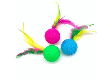 POPETPOP Feather Cat Ball Toy Set – 24 Pack Interactive Kitten Toys
