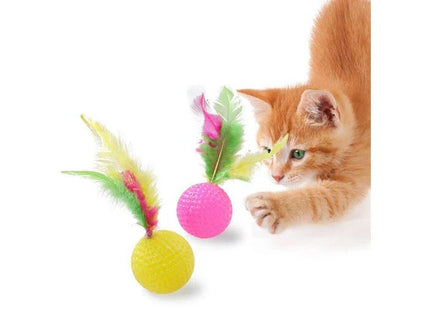 POPETPOP Feather Cat Ball Toy Set – 24 Pack Interactive Kitten Toys