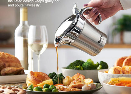 VonShef Insulated Gravy Jug with Lid – 500ml Stainless Steel