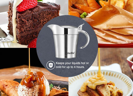 VonShef Insulated Gravy Jug with Lid – 500ml Stainless Steel