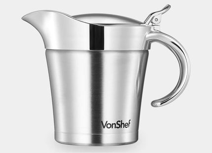 VonShef Insulated Gravy Jug with Lid – 500ml Stainless Steel