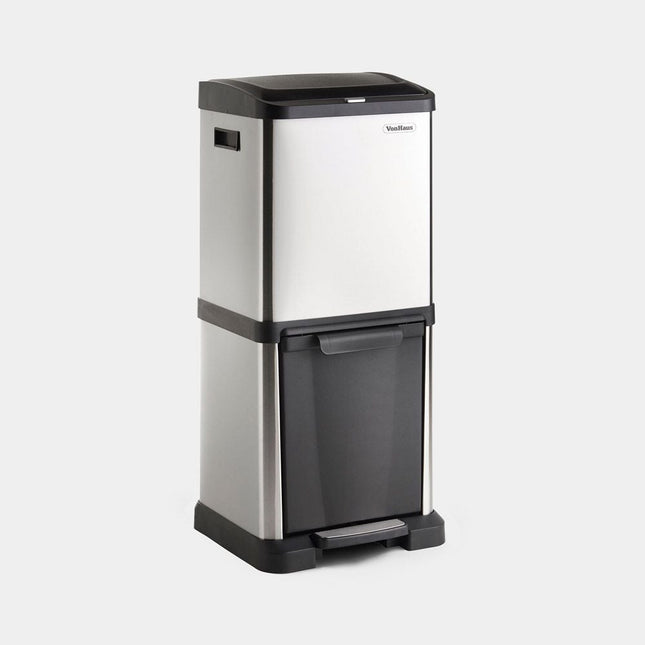 VonHaus Double Stainless Steel Recycling Bin – 34L Dual Compartment