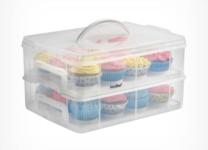 VonShef Cupcake Carrier with Handle – Three and Two Tier Cake Box