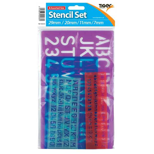 Tiger Stencil Set – 4 Piece, Assorted Colours and Sizes
